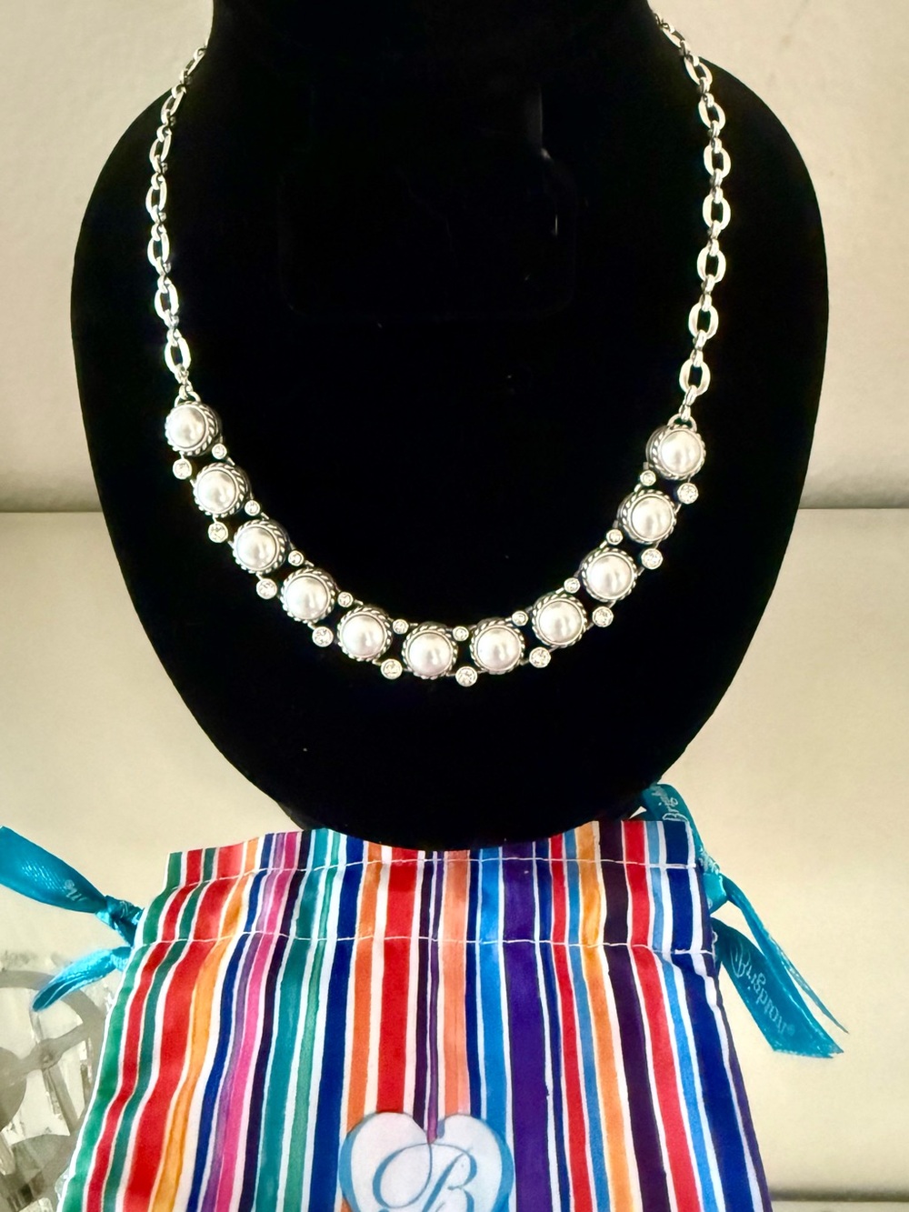 Brighton Silver-Tone Pearl Accent Statement Necklace - Women Jewelry .